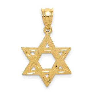 Diamond2Deal 14k Yellow Gold Solid Satin Star of David Charm Pendant