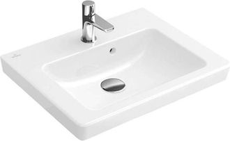 Villeroy & Boch Lavamanos, 500 X 400 Mm, Rectangular, Para Grifer&iacute;a De 1 Orificio, Orificio Para Grifo Perforado, Con Rebosadero, Porcel&aacute;nico Sanitario Blanco