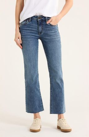 Kut from the Kloth Nikki Raw Hem Mid Rise Ankle Flare Jeans in Celosia at Nordstrom Rack, Size 12