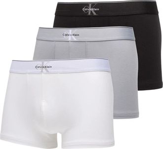 Calvin Klein Graphic Monogram Cotton Stretch 3-Pack Trunk - Heren - Onderbroek - Veelkleurig - S - Katoen - Ondergoed