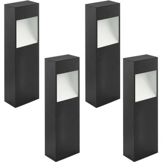 Loops 4 PACK IP44 Outdoor Pedestal Light Anthracite & White Square Post 10W LED