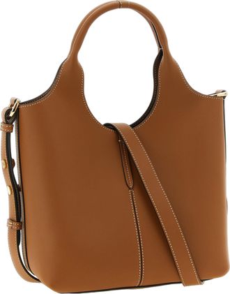 Tod's Womens Calfskin With Contrasting Stitch Detail Tote Brown Leather
