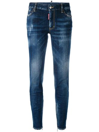 Dsquared2 Slim-Fit Medium Blue Splatter Denim Jeans