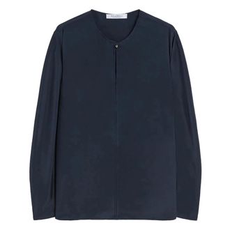 Max Mara Blouses, female, Blue, Size: XS Silk Cr&ecirc;pe Blouse