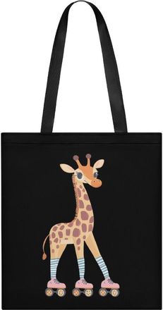 Generic Rollerskating Giraffe Womens Tote Casual Shopping Bag Lightweight Shoulder Bags Hobos Handbag for Work Travel Daily 35x40cm