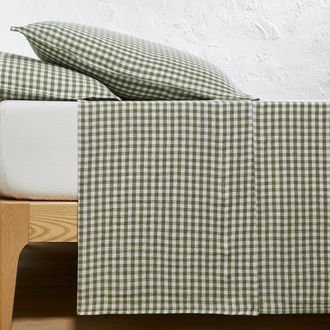 La Redoute Interieurs Plat laken in gewassen linnen, Ac&eacute;lie Kaki