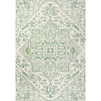 Jonathan Y Designs Estrella Bohemian Medallion Textured Weave Indoor/Outdoor Area Rug in Green/cream at Nordstrom, Size 3Ft 0In X 5Ft 0In
