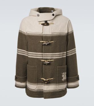 Burberry Striped wool and cotton-blend duffel coat