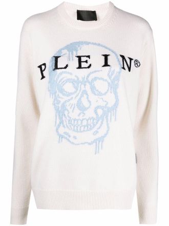 Philipp Plein Trui met intarsia doodskop - Beige
