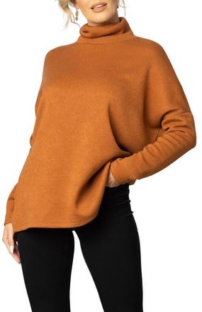 Kiyonna Paris Turtleneck Tunic Sweater in Camel at Nordstrom, Size Medium