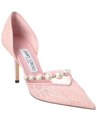 Jimmy Choo London Aurelie 85 Lace & Leather Pump