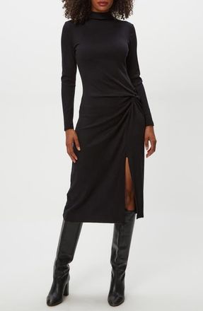 Michael Stars Tish Twisted Mock Neck Long Sleeve Midi Dress in Black at Nordstrom, Size Medium
