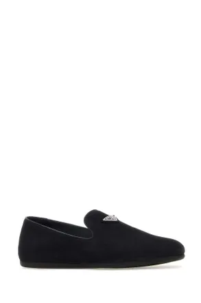 Prada Mens Midnight Blue Suede Loafers Blu Mocassini