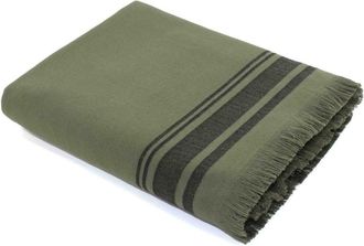 Febronie Futa toalla XXL algod&oacute;n verde caqui / negro 200x180