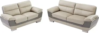 Vente-Unique Vente-unique - Divano 3+2 Posti In Pelle Bicolore Antracite E Grigio - Francesca