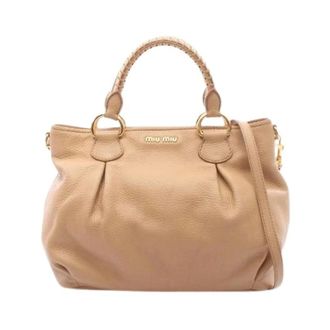 Miu Miu Pre-owned Handbags, female, Beige, Size: ONE SIZE Pre-owned Leather 2way Tote Bag