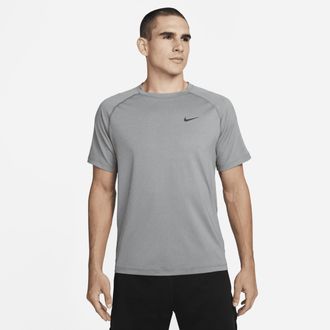 Nike Mens Ready Dri-FIT Short-Sleeve Fitness Top in Grey | DV9815-084