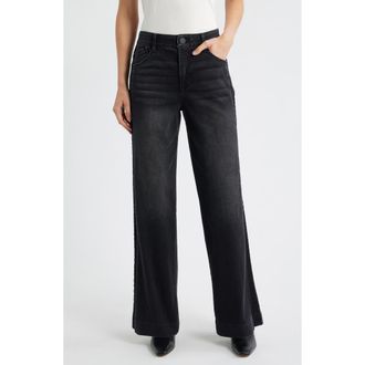 Wit & Wisdom Gracie Skyrise Wide Leg Jeans in Washed Black at Nordstrom Rack, Size 10