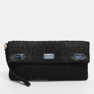 Escada Tricolor Tweed Wristlet Clutch