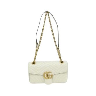Gucci Pre-owned GG Marmont Quilted Chevron Leather Shoulder Bag - Dames - Pre-owned - Wit - Maat: ONE Size Leer