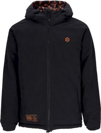 Dolly Noire Zwarte Monogram Omkeerbare Gewatteerde Jas - Heren - Winterjassen - Zwart - XL - Polyester - Jassen