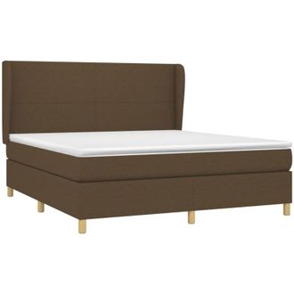vidaXL Vidaxl - Cama Box Spring Con Colch&oacute;n Tela Marr&oacute;n Oscuro 180x200 Cm