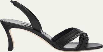 Manolo Blahnik 70mm Volusan Leather Slingback Pumps