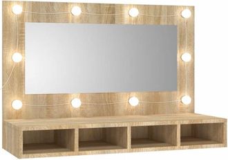 vidaXL Mueble con espejo y luces led color roble Sonoma 90x31,5x62 cm Vidaxl