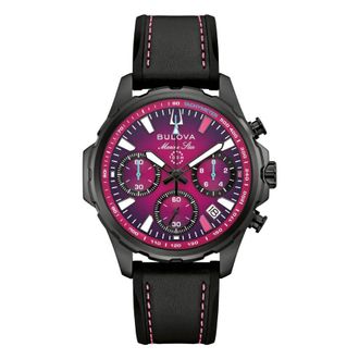 Bulova E1 Team Miami Marine Star Chronograph Quartz Purple Dial Mens Watch 98B476
