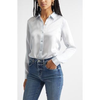 L'agence Tyler Silk Blouse in Pale Mist Blue at Nordstrom, Size Xx-Large