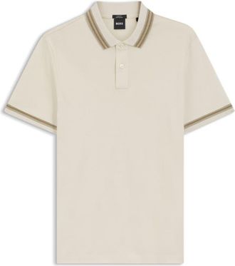 BOSS Contrast-tipping slim-fit polo shirt in mercerised cotton