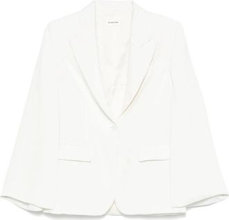 P.A.R.O.S.H. Cr&egrave;mekleurig jasje met knoopsluiting aan de voorkant - Dames - Blazers - Beige - S - Leer - Jassen