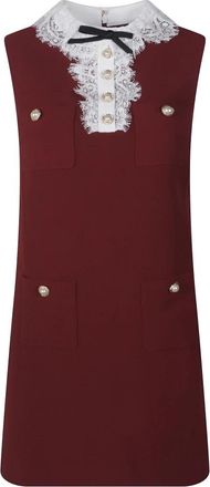 Self Portrait Crepe kantenkraag mini jurk - Dames - Korte kleedjes - Paars - XS - Polyester - Kleedjes
