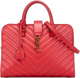 Saint Laurent Pre-owned Handbags, female, Red, Size: ONE SIZE Pre-owned Top Handle Satchel