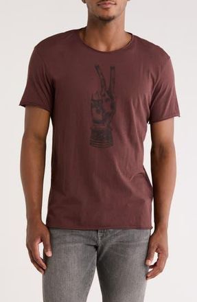 John Varvatos Royal Peace Raw Edge Cotton Graphic T-Shirt in Merlot at Nordstrom Rack, Size Medium