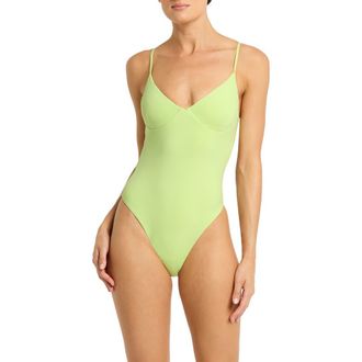 Bond-Eye Alana One-Piece Swimsuit in Lime at Nordstrom Rack, Size X-Small/small