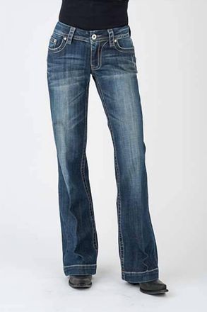 Stetson Womens Pieced Back Pocket Jeans In Blue