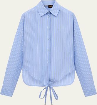 Loewe x Paulas Ibiza Striped Cotton Button-Down Wrap Shirt