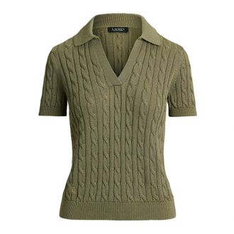 Ralph Lauren Jersey tipo polo de punto trenzado - Knitwear - Mujer - Verde - S