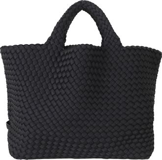Naghedi Black St Barths Woven Motif Neoprene Tote Bag