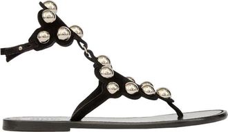 Isabel Marant Velvet Black Sandals With Jewels And Decorative Studs In Leather Woman