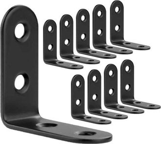 OEM 50 Escuadras Angulares Negras De Acero Inoxidable De 40x40 Mm, De 90 Grados, Para Refuerzo De Muebles Y Armarios