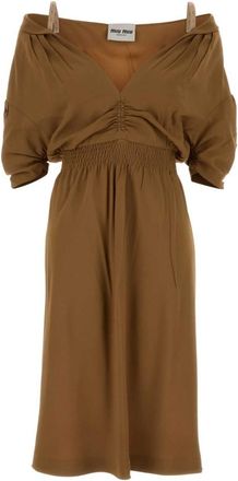 Miu Miu Brown Off-shoulder Dress