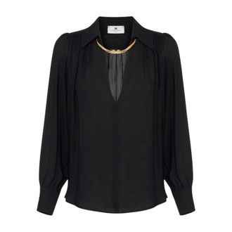 Elisabetta Franchi Blouses, female, Black, Size: 2XL Georgette Blouse