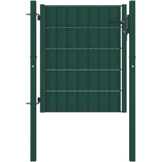 vidaXL Cancello per Recinzione in pvc e Acciaio 100x81 cm Verde Vidaxl