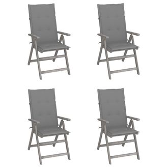 vidaXL Vidaxl - Sillas Reclinables Jard&iacute;n Y Cojines 4 Uds Madera Maciza Acacia