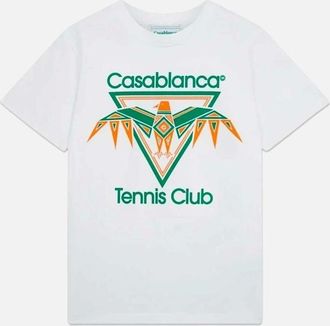 Casablanca Mens Mens White Casablanca Playful Eagle Tennis Club Print T-Shirt - Size: 42