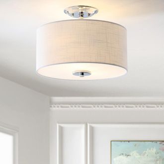 Jonathan Y Designs Marc 15 Metal/Linen LED Semi-Flush Mount