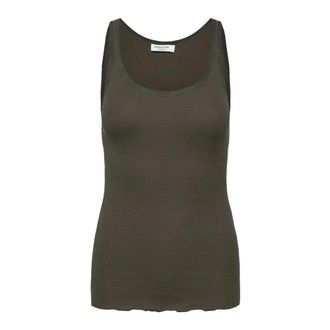 Rosemunde Zijden Rand Top Bosnacht - Dames - Tops - Groen - Maat: M Zijde