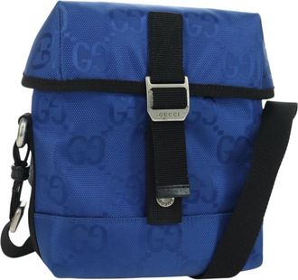 Gucci Off The Grid Buckle Messenger Gg Econyl Blue Canvas Handbag (Pre-Owned)